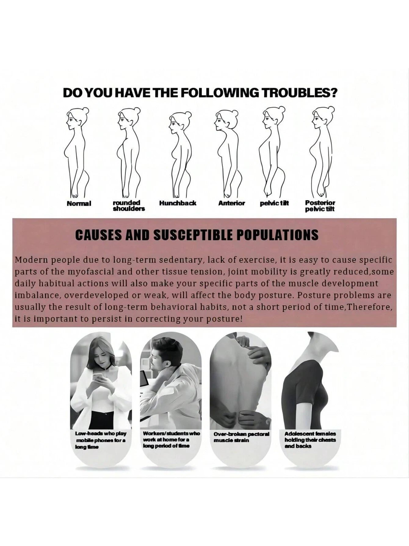 Corrector de postura invisible para mujeres adultas